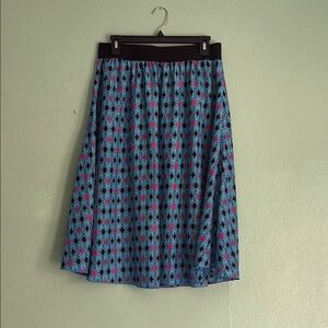 LuLaRoe Blue Black Smocked A-Line Midi Skirt